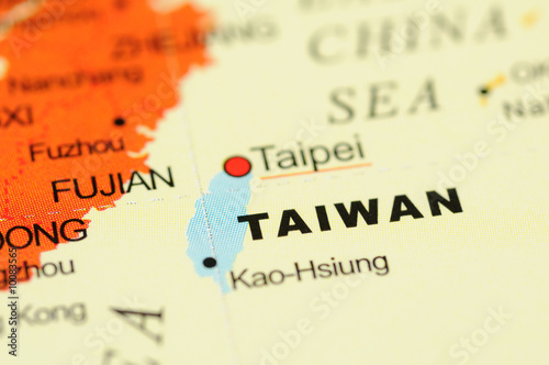 Close up of Taiwan on map photo