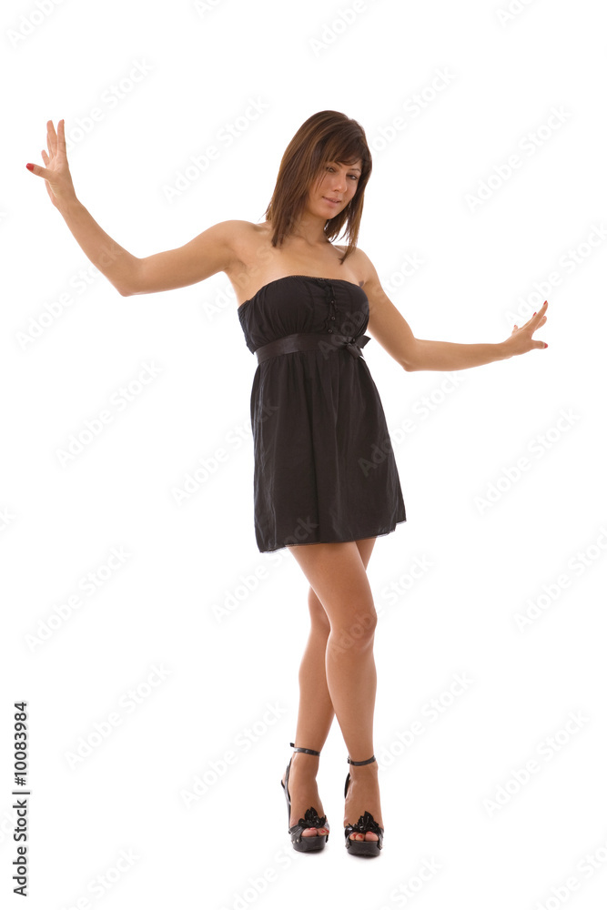 beatiful woman dancing with herself on white background beatiful woman dancing with herself on white background