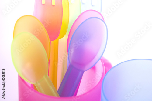 children's picnic spoons and cups for picnic on the beach