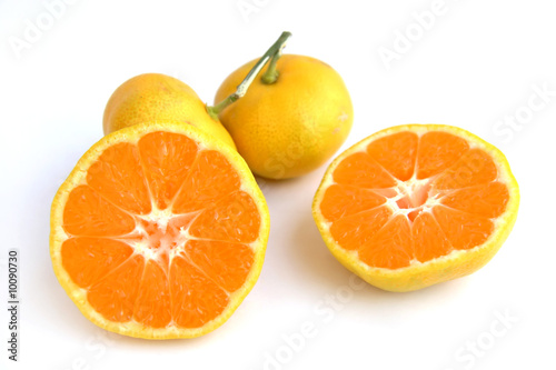 Juicy tangerines on white background