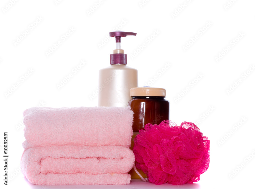 Accessories to shower. Isolation on the white Accessories to shower. Isolation on the white