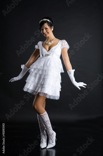 Young attractive woman in wedding dress