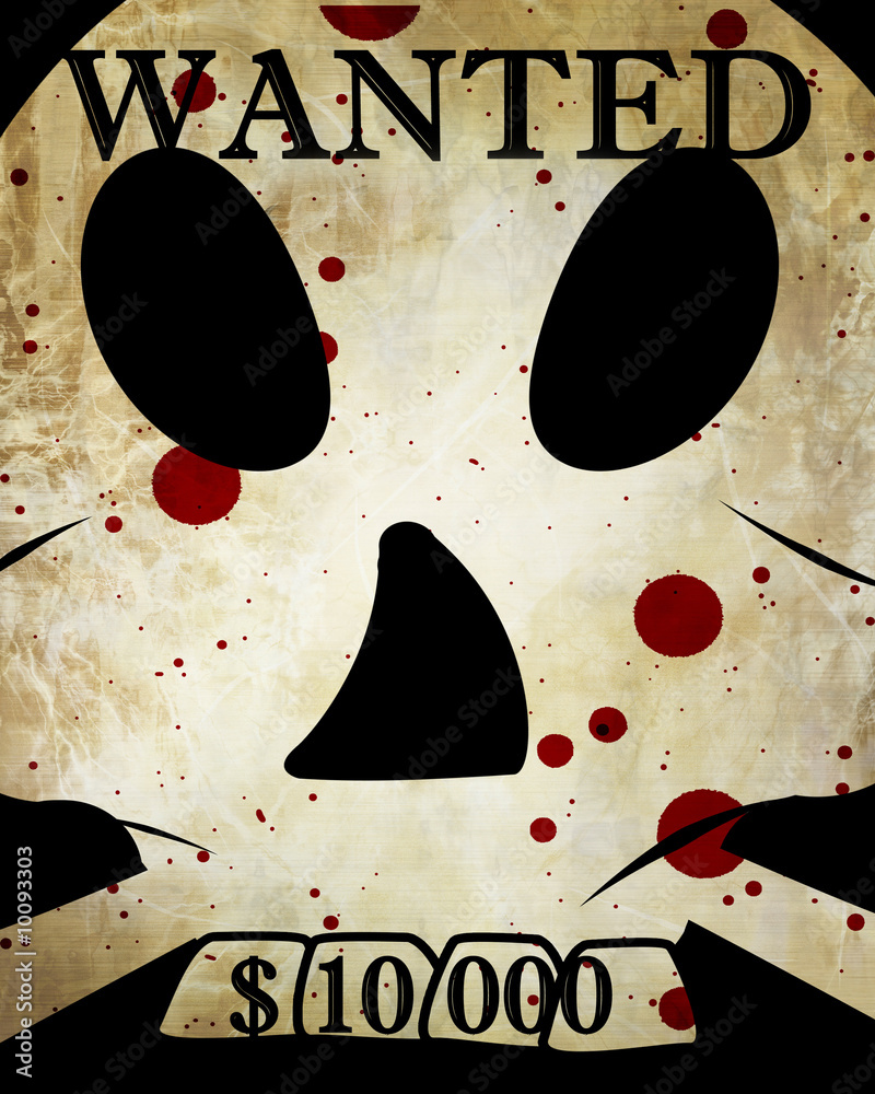 Obraz premium old wanted paper with a skull on it