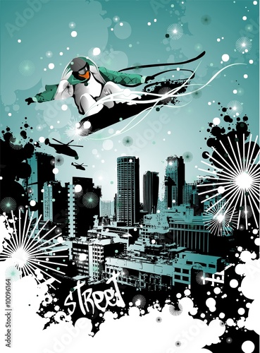 snowboarder over the city #10096164