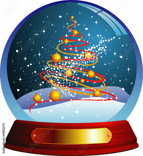 Vector glass ball with christmas tree within