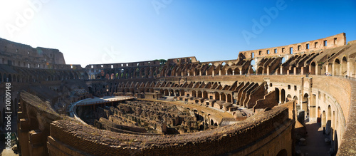 Coliseum panorama. Early morning sunlight.