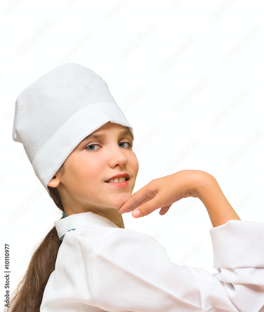 Medical student girl isolated on white