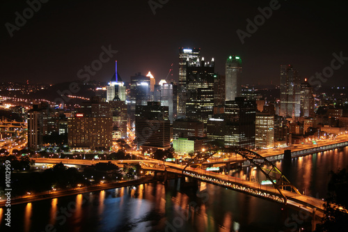 Pittsburgh s skyline from Mount Washington at night.