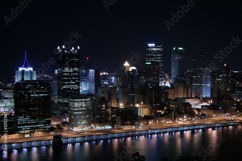 Pittsburgh s skyline from Mount Washington at night.