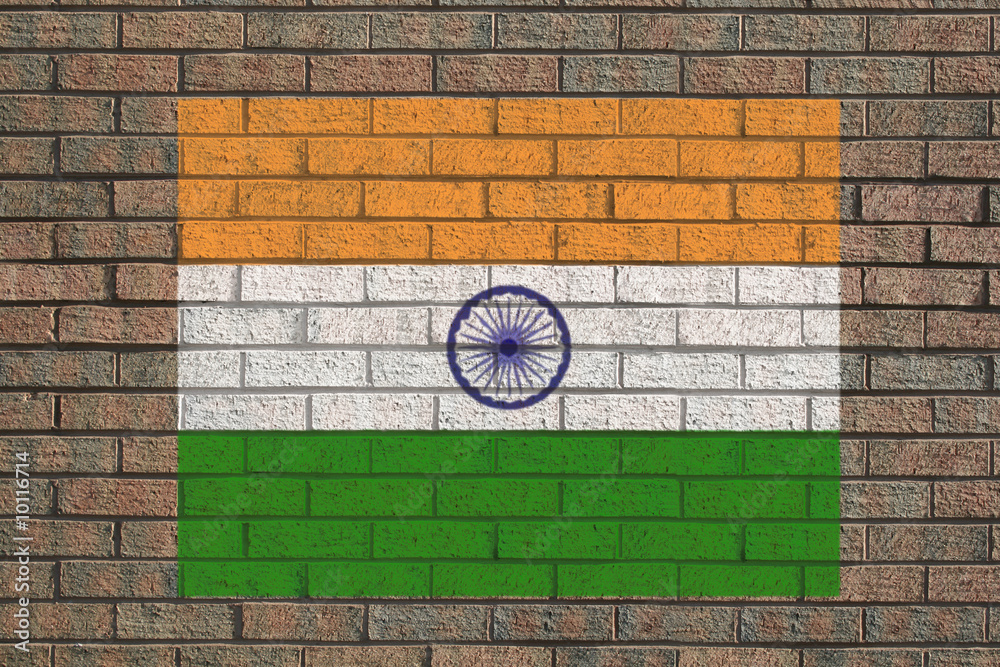 Indian flag painted on brick wall illustration