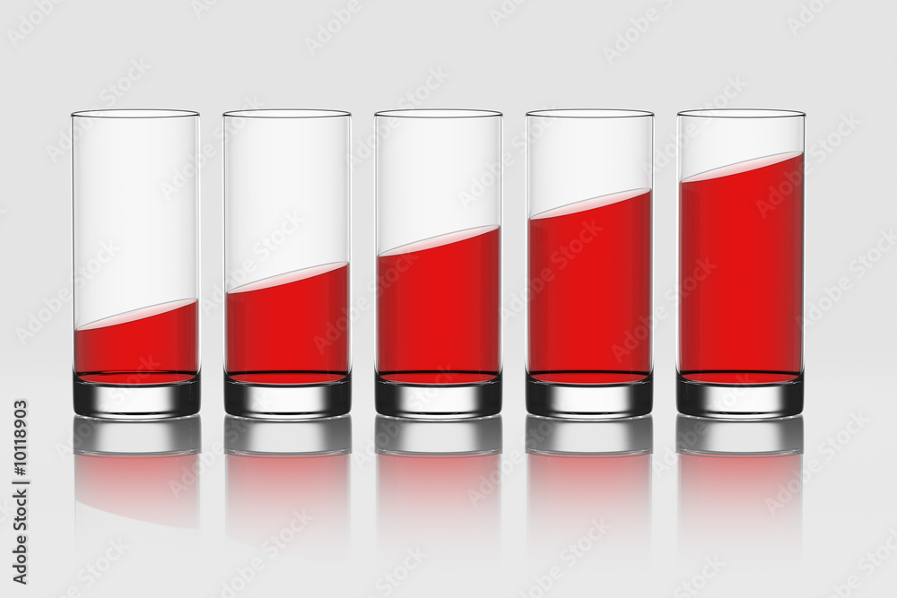 3d rendering of 5 glasses 3d rendering of 5 glasses