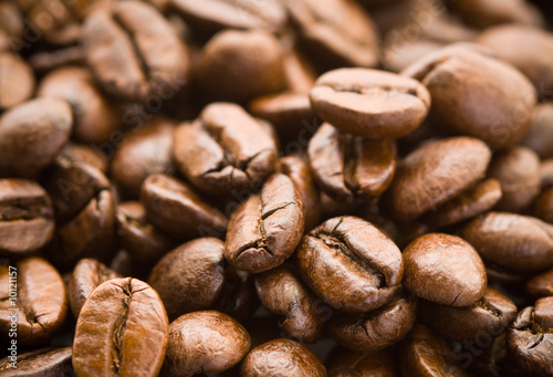 Pile of Roasted Brown Coffee Beans