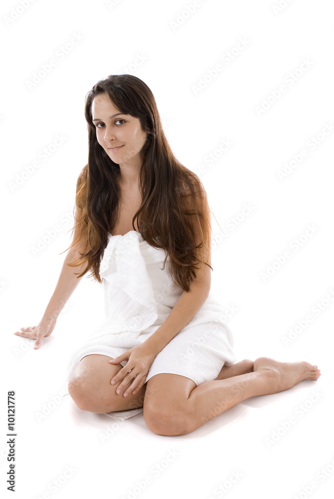 Beautiful Woman in Towel - Beauty and Healthcare Concept .