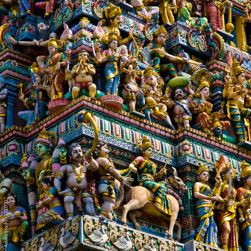 hindu temple in singapore crowded with statues