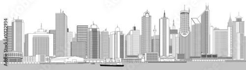 very detailed city skyline