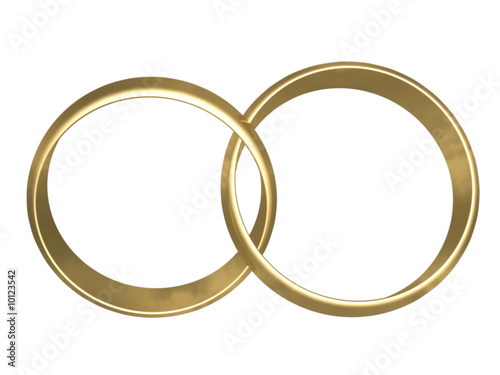 Isolated engagement gold  rings on white background