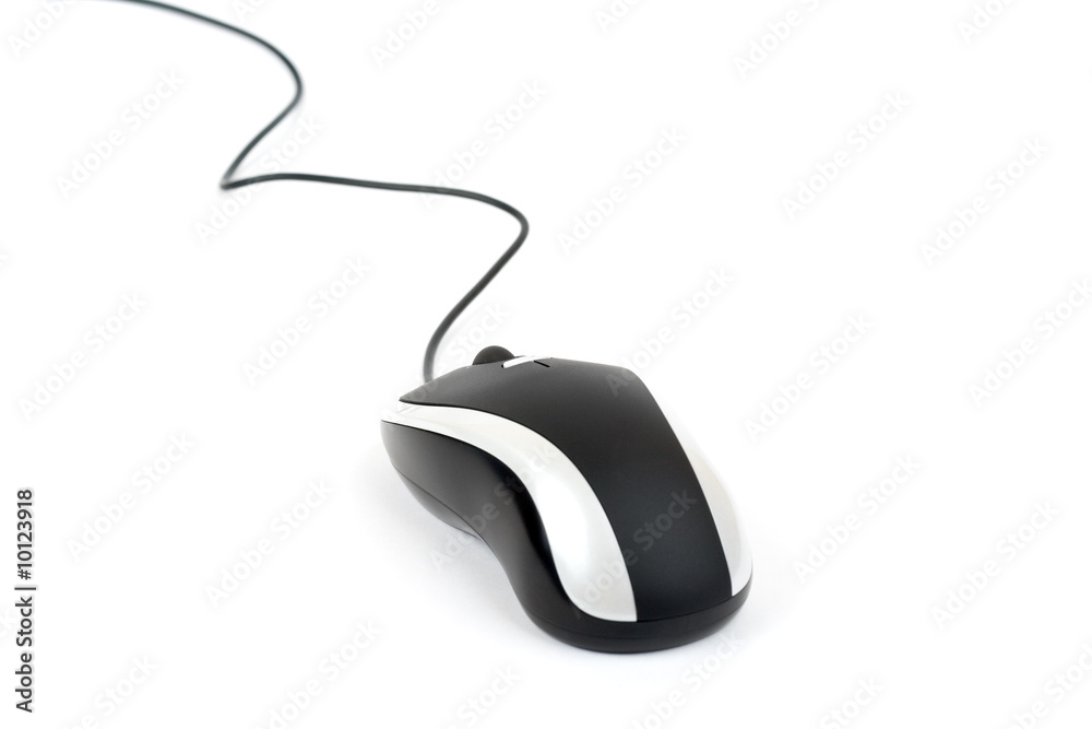 Laser mouse with cord isolated on white. Laser mouse with cord isolated on white.