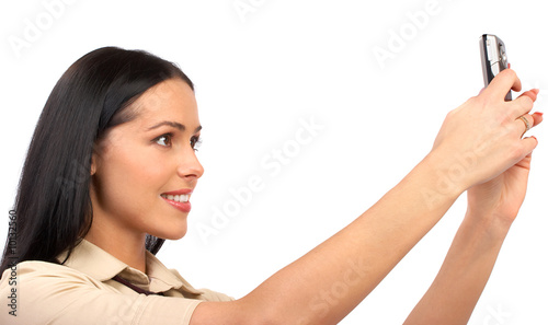 woman with a cellular