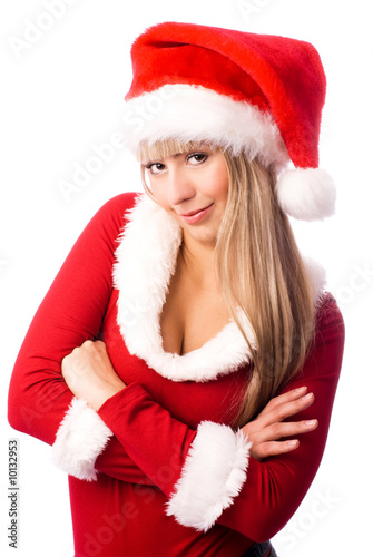 beautiful confident sexy girl dressed as Santa