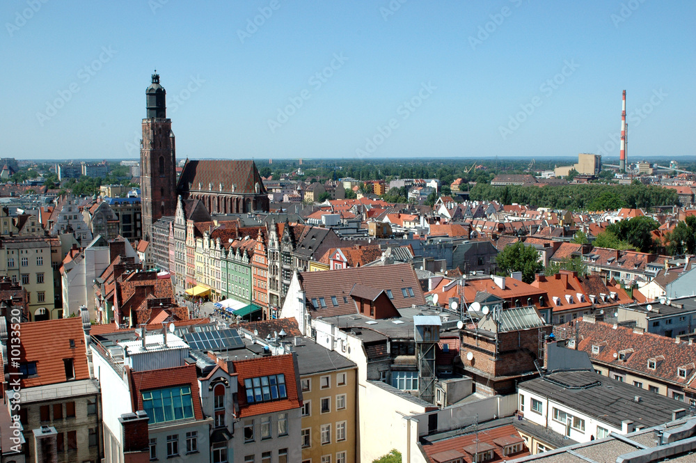 Naklejka premium Poland, Wroclaw - beautiful cityscape with church