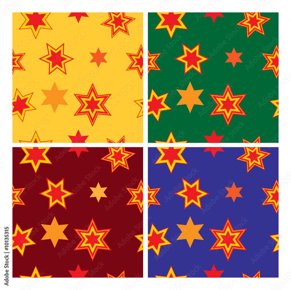Set of 4 seamless star pattern for festive design
