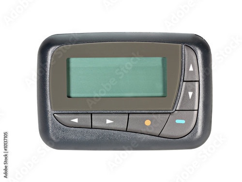 Pager with copy space on display isolated on white photo