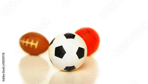 Closeup of a soccer ball  football and basketball