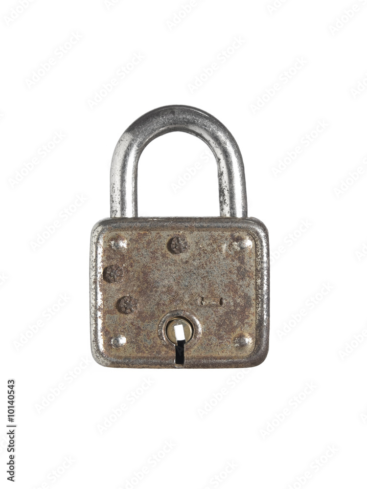 A closed lock isolated on white background. A closed lock isolated on white background.