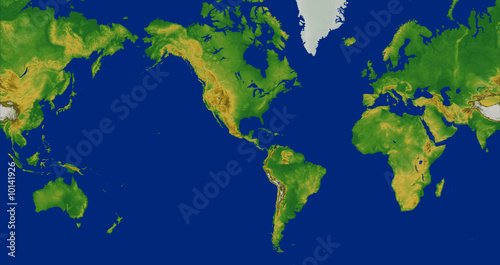 Mercator World map with Tterrain photo