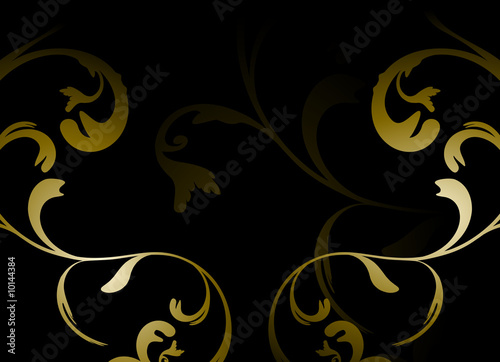 yellow gold victorian arbesque on black background