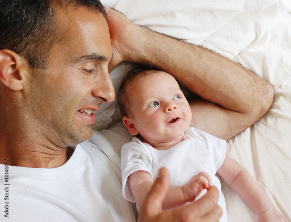 A father and son relaxing together A father and son relaxing together