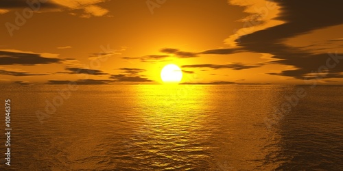 coucher de soleil mer orange