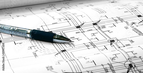 architectural plans and pen