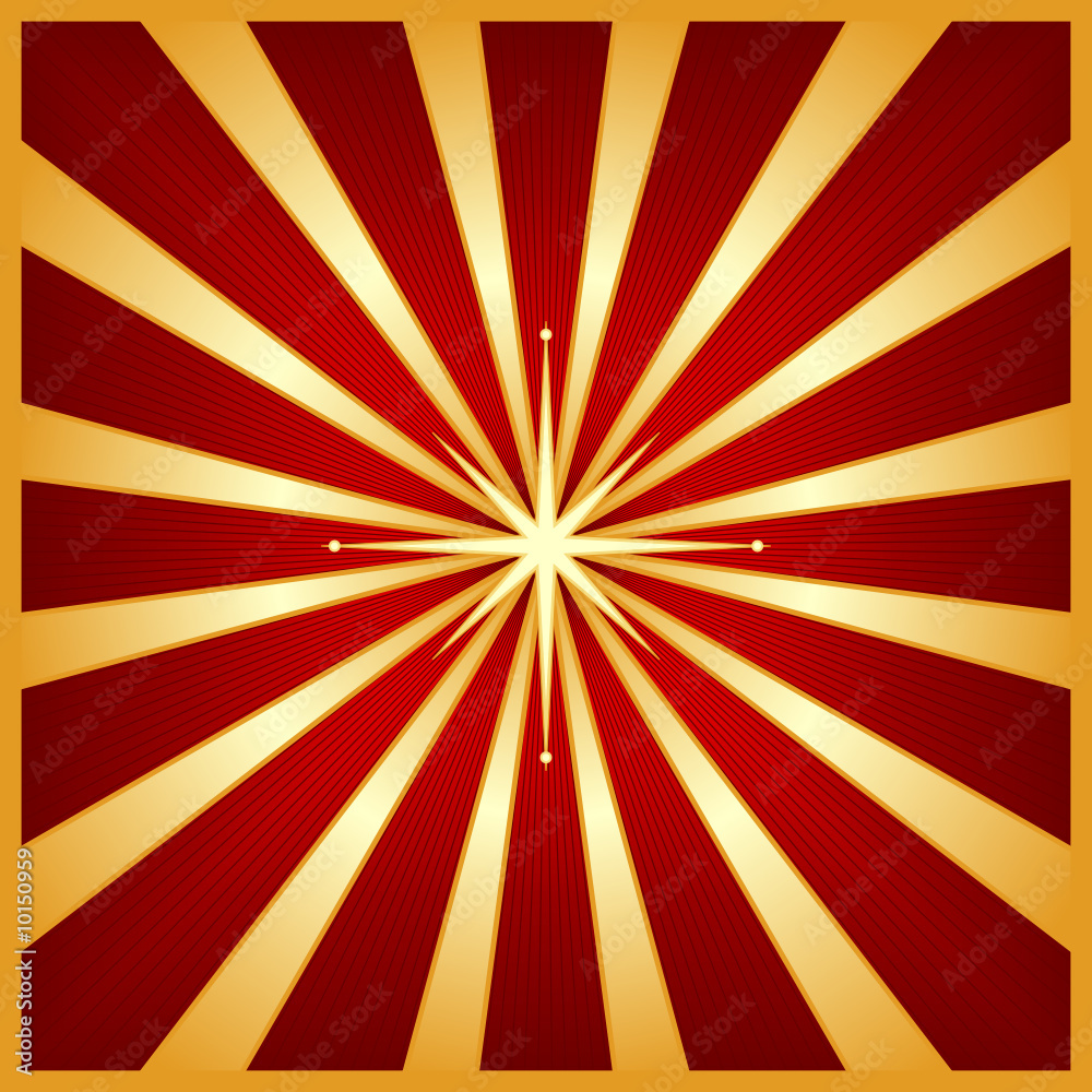 Gold red starburst with centre star Gold red starburst with centre star
