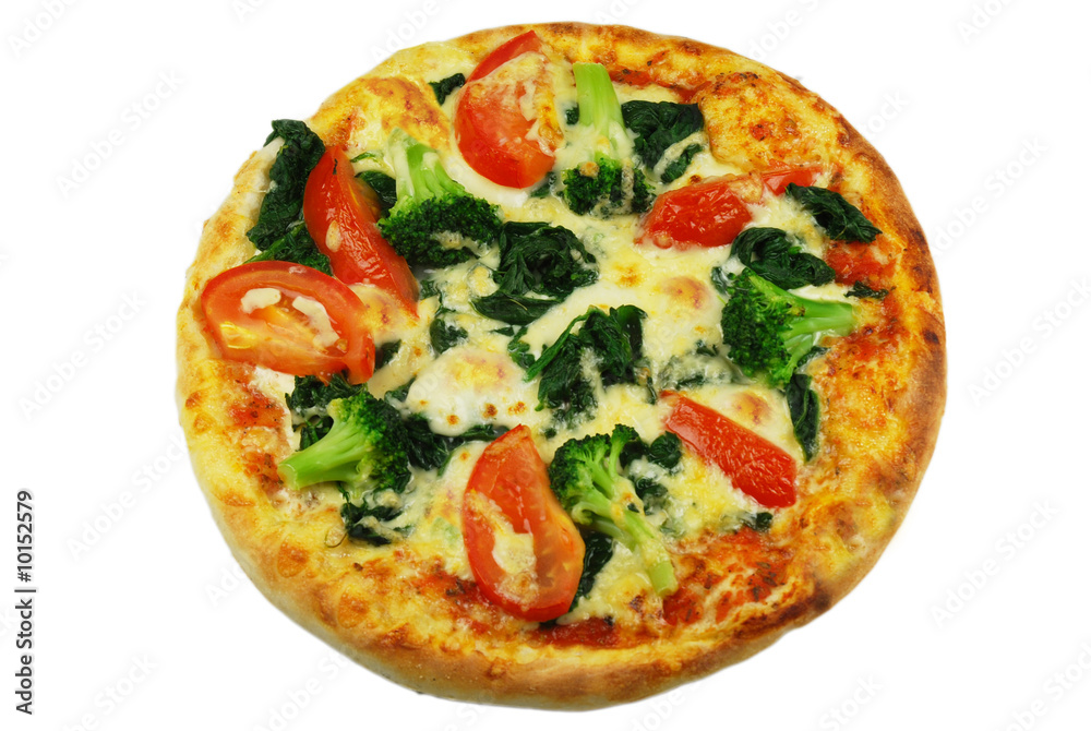 Pizza, Broccoli, Tomaten, Oliven, Mozzarella