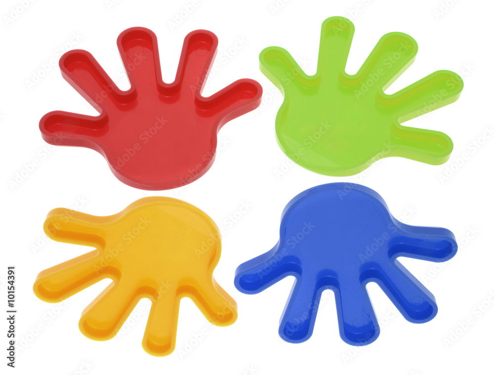 Plastic Toy Hands on Isolated White Background Plastic Toy Hands on Isolated White Background