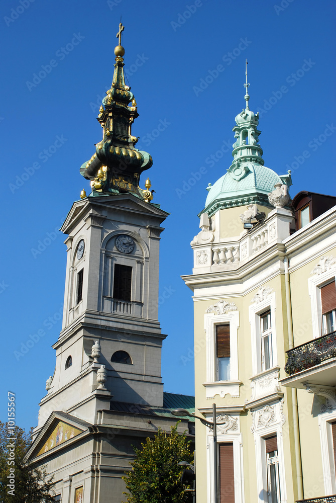 orthodox cathedral and tower classic building