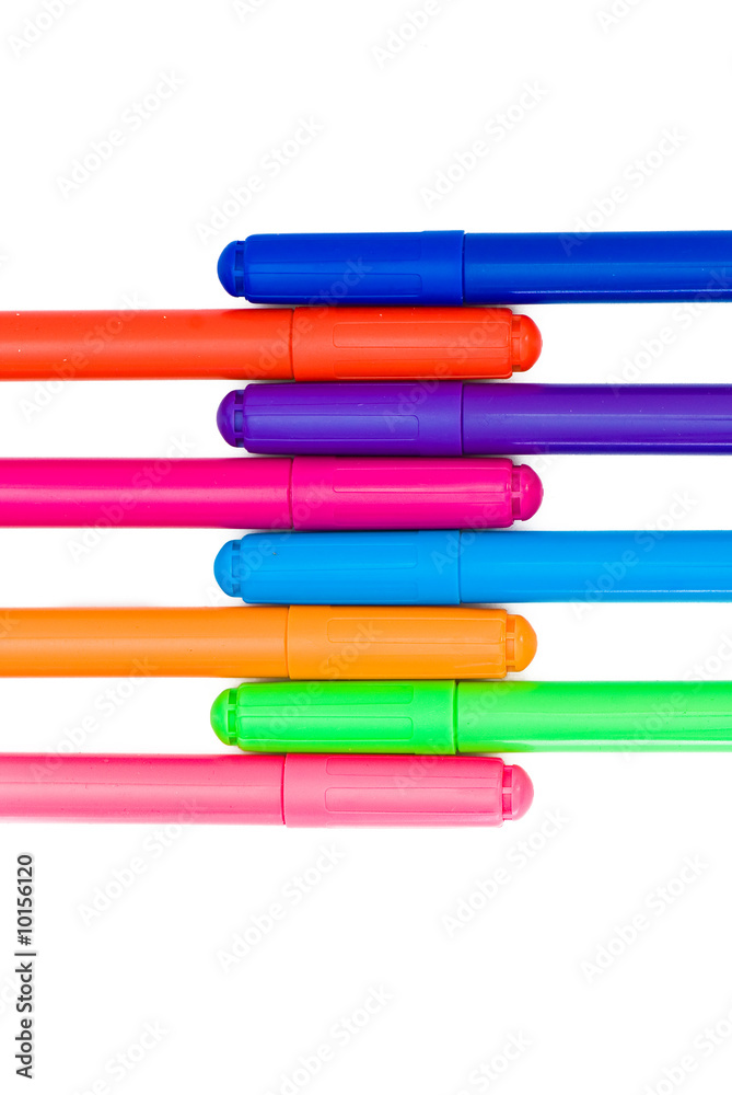 varicoloured markers on the white isolated background varicoloured markers on the white isolated background