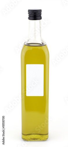 Botella de aceite con etiqueta blanca