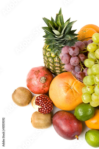 Still-life with fruits on a white background