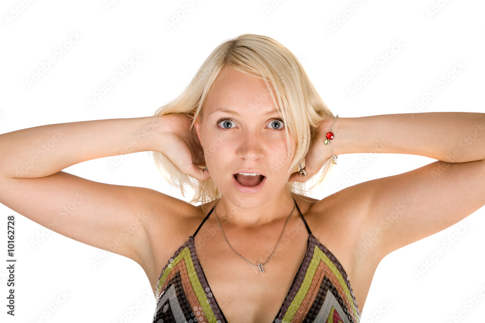 Fototapeta premium young beautiful girl on the white