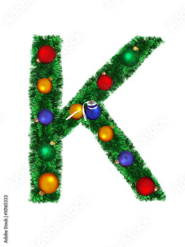 Christmas alphabet isolated on a white background - K