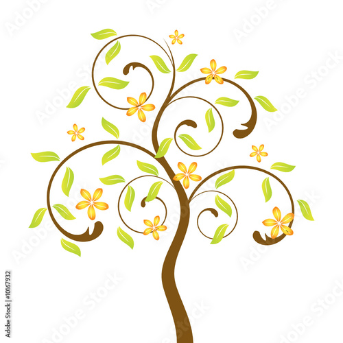 abstract floral tree, vector illustration