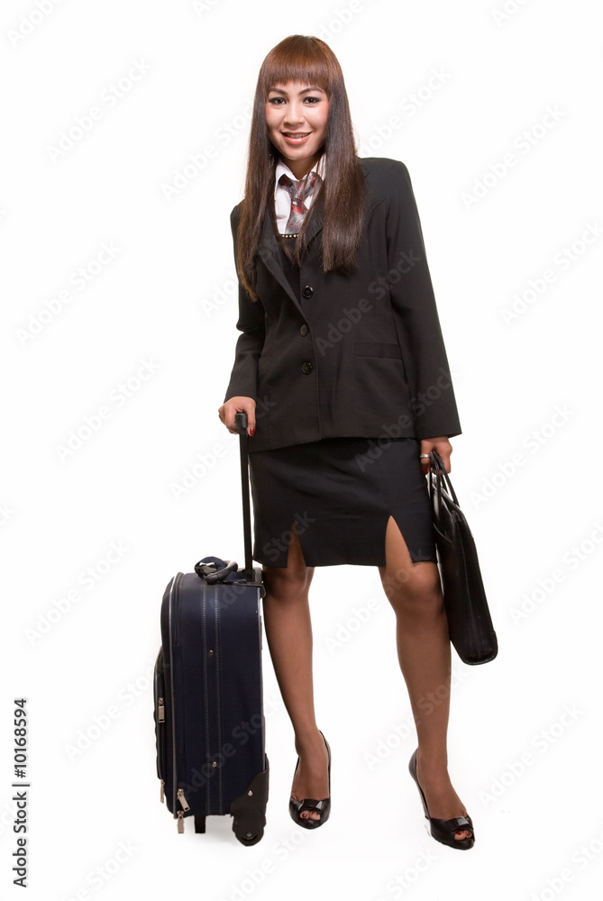 Full body of Asian woman in black business suit Full body of Asian woman in black business suit