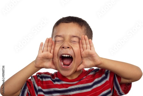 Hispanic boy yelling or screaming 5 years old