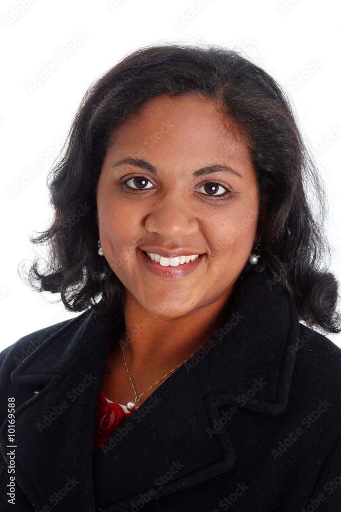 Portrait of a minority woman on white background Portrait of a minority woman on white background