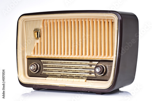 Ivory and brown vintage radio