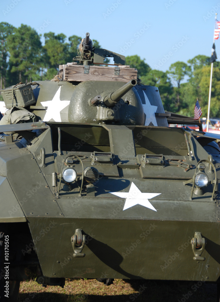 World War II era American tank front view