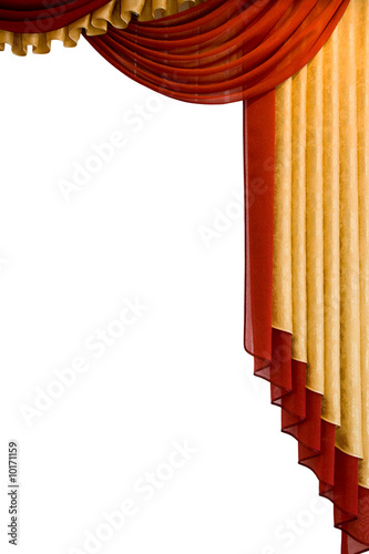 red with the gold decorative curtain on white