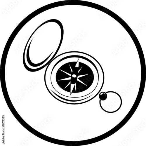 Vector compass icon. Black and white. Simply change.